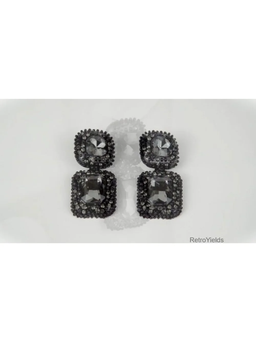 Vintage Rhinestone Drop Dangle Earrings for Women, Alloy Crystal Statement